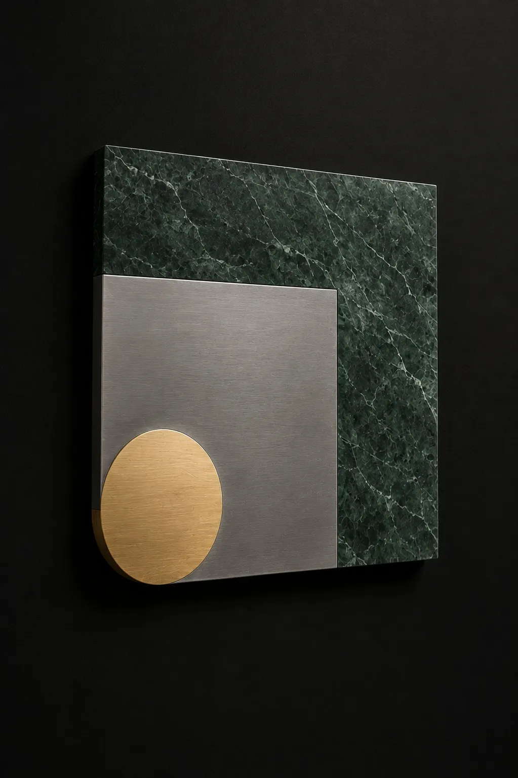 Chimera centrepiece, in green marble, steel and brass