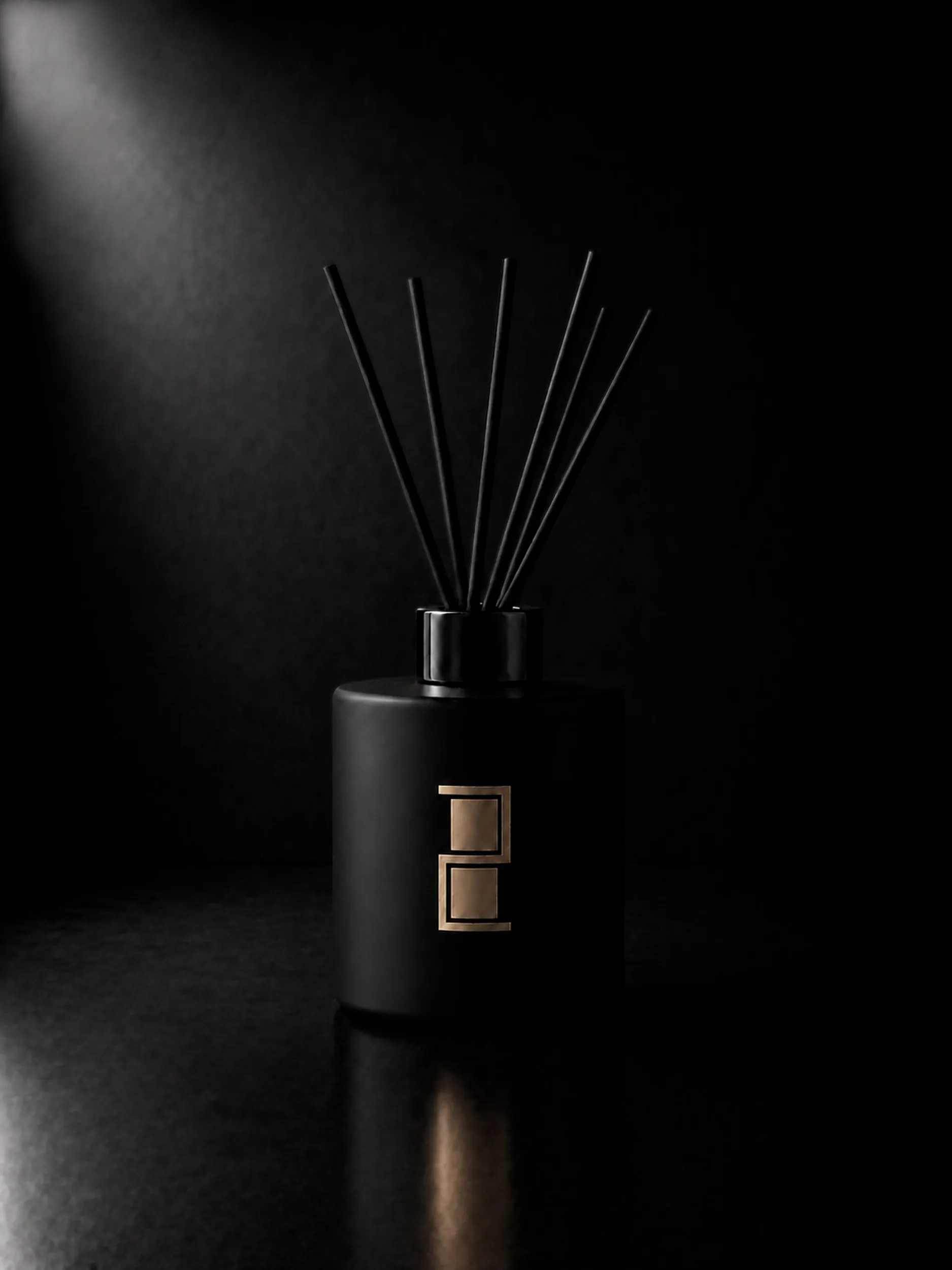 Ghibellina — the diffuser alone, its black reeds fanned out above the jar